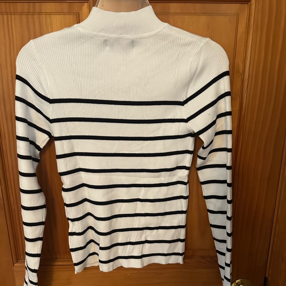 Striped White and Black Women's Top